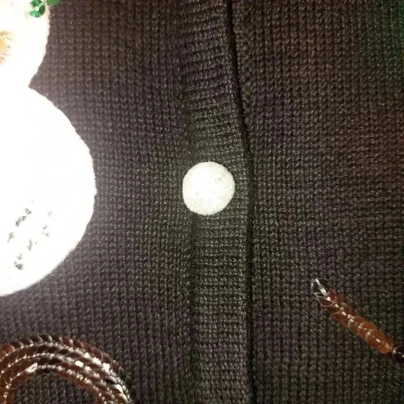 Sophia Jayne Ugly Christmas Sweater Vest Medium Black Sequins Faux Fur Snowman - Picture 5 of 10